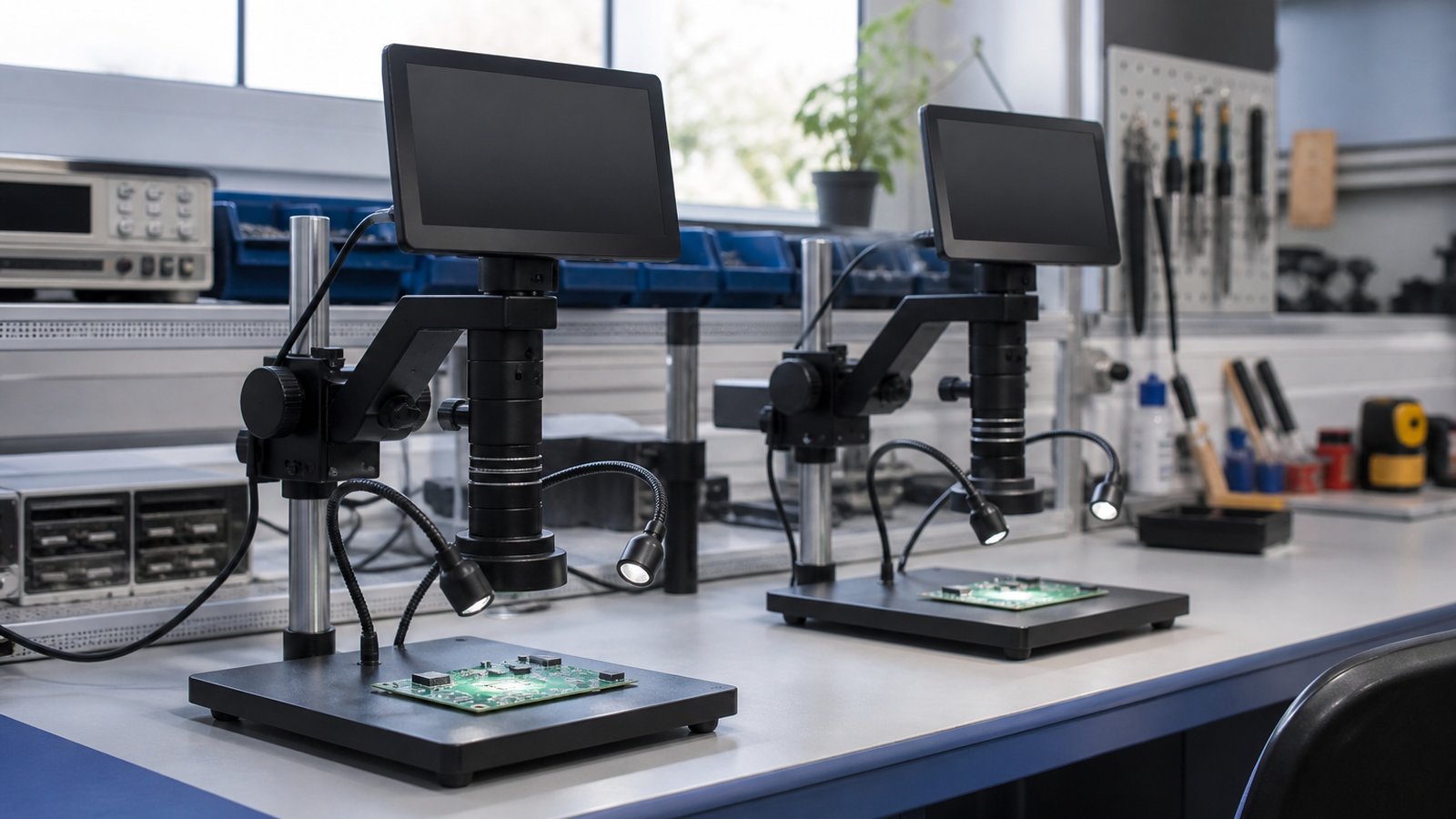 Bench microscope linked to a secondary repair monitor